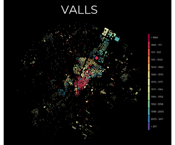 Visualización de Valls con radio 2000m